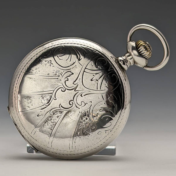 1915年頃 アンティーク ゼニス 懐中時計 彫刻銀側ハンター 動作良好